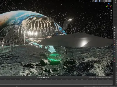 sci-fi ship with animations 3D model