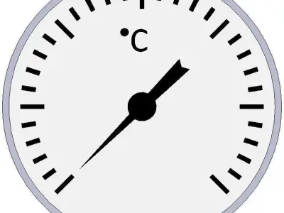 Thermometer d63 mm in a sleeve L80 mm 3D model