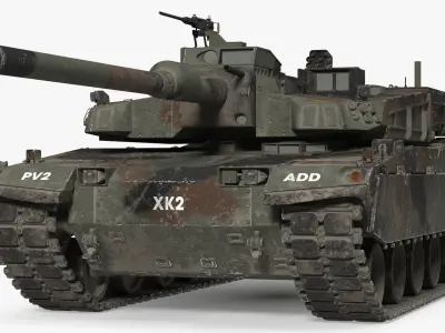 Korean Tank K2 Camouflage Color Dirty Rigged 3D model