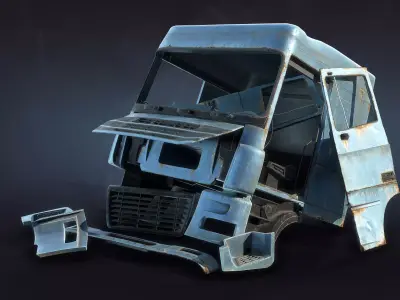 Truck Cab Rusty Low-poly 3D model