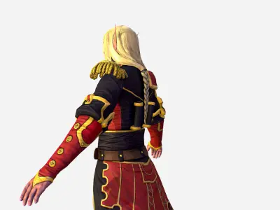 Man White Elf Leather Coat Cavalier Game Character Low-poly 3D model