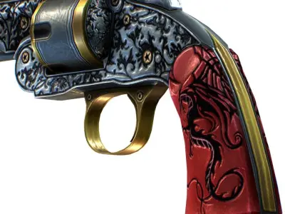 Multibarrel Short Barrel Revolver 04 Low-poly 3D model