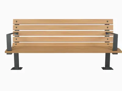 Bench6 wooden park bench with metal legs Low-poly 3D model