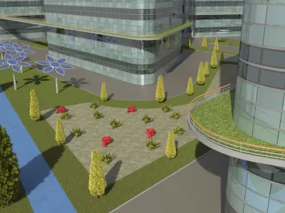 Glass Facade Residential Complex 3D model