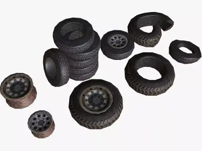 Wheels low poly tire Low-poly 3D model