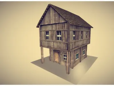 low poly medieval house model Low-poly 3D model