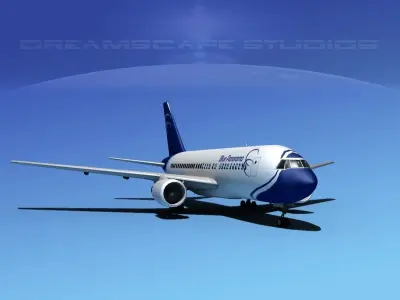 Boeing 767-200ER Blue Panorama 3D model