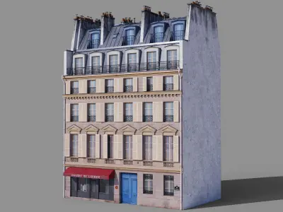 Paris facades Low-poly 3D model