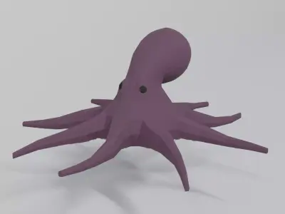 Low Poly Cartoon Octopus Low-poly 3D model