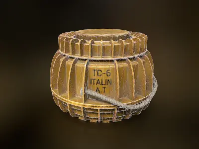 Italian anti-tank blast mine TC 6 Low-poly 3D model