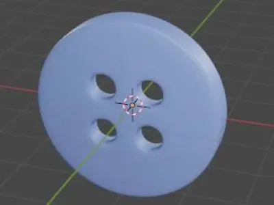 A Blue Orange Shirt Button 3D model