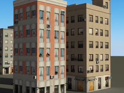 Building Collection 41-44 Low-poly 3D model