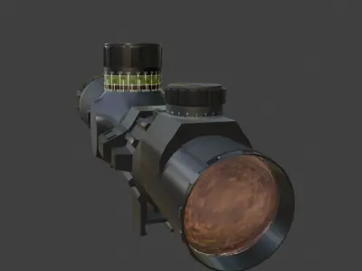 High-Detail Black Scope 3D Model with Glossy Finish 3D model