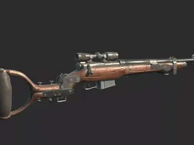 Future sci-fi wasteland-style sniper rifle 3D model