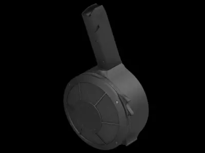 9mm Round Drum Magazine Low-poly 3D model