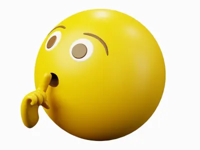 Keep Silence or Quiet Please Yellow Ball Emoticon or Smiley 3D model