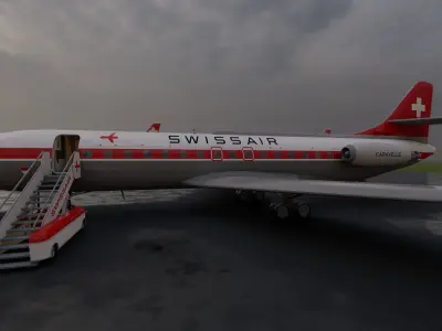 SWISSAIR CARAVELLE 1A CORONADO CV 990 DC-8 62 DC-8 53 3D model