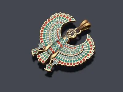 Egyptian Horus Falcon God enamel pendant 3D print model