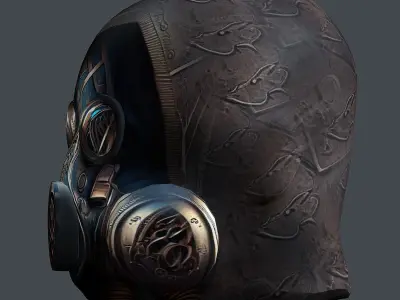 Gas mask helmet 3d model military combat Low-poly  Low-poly 3D model 11