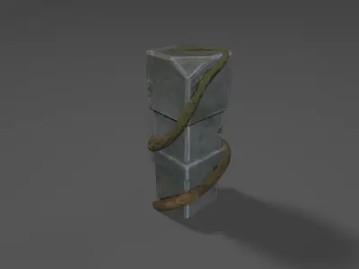 Low-poly stylized stone obelisk with root or vine Low-poly 3D model