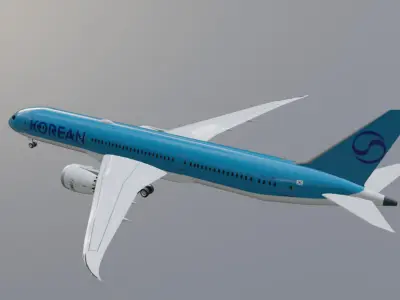 Korean air Boeing 787-9 dreamliner new livery  Low-poly 3D model
