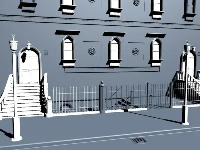 New York City Fancy Building Facade - NO Textures 3D model