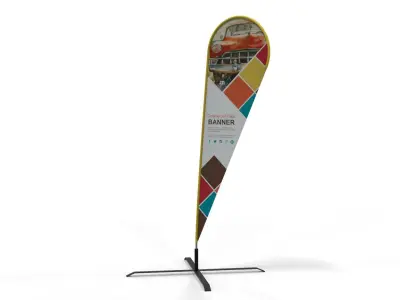 Teardrop Banner Flag 220cm - Commercial Display 3D model