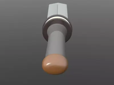 Sword Low-poly 3D model lamp with metal rod hanging from it Free 3D model