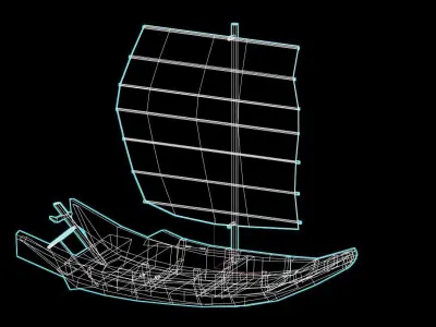 sailboat chinese boat Low-poly 3D model