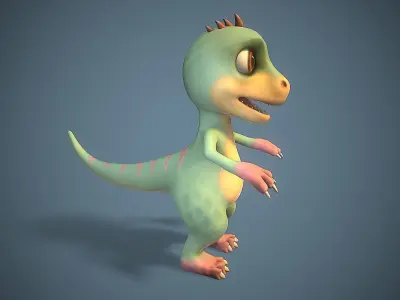 Cartoon young dinosaur Low-poly 3D model