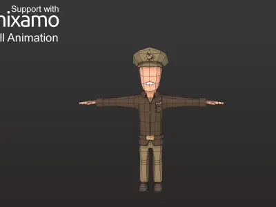 WW2 Us Commander Low-poly 3D model