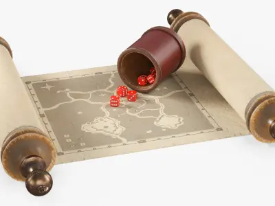 Game Scroll with Dice 3D model