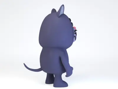 Cartoonish Humanoid Cat Character Low-poly 3D model