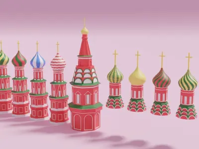 Moscow Kremlin Saint Basils Cathedral Russia Low-poly 3D model