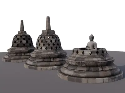 Borobudur 3D Model -Stupa Only- Low-poly 3D model