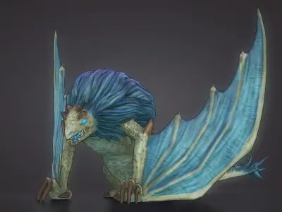 Stylized FurDragon Low-poly 3D model