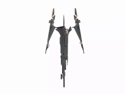 Future sci-fi aerial signal tower 3D model