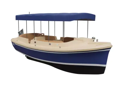 Classic Wooden Motorboat PBR 3D Model Low-poly 3D model