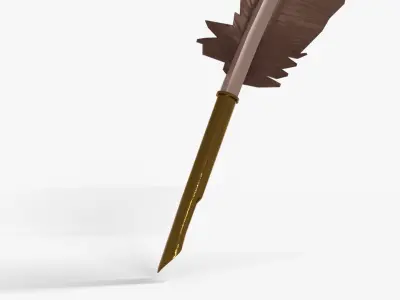 Quill and InkPot Low-poly 3D model