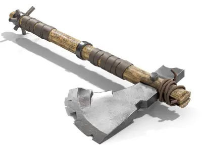 Battle Axe with Serrated Low-poly 3D model
