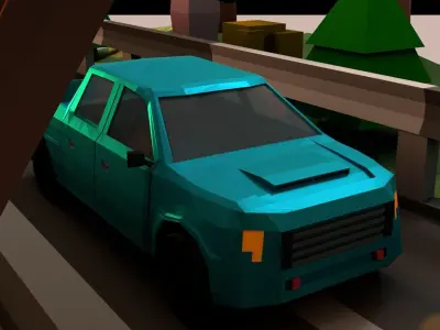Pickup in the forest Low-poly 3D model
