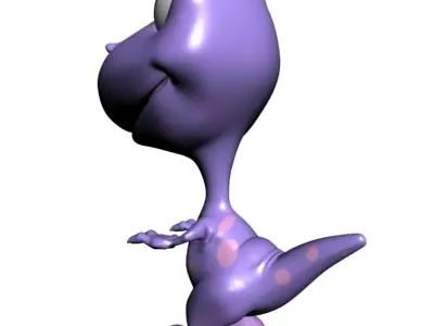 Baby dino cartoon RIGGED Low-poly 3D model