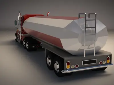 Low-Poly Cartoon Tank Truck Low-poly 3D model