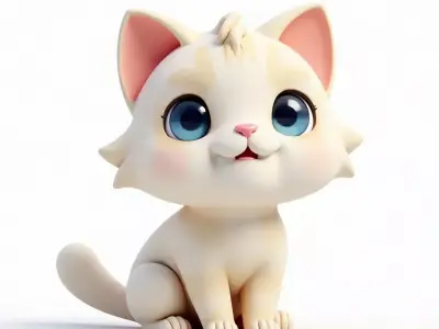 Sweet Cream Kitten - Cute 3D Character Model Low-poly 3D model