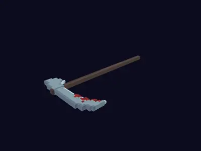 Voxel Scythe 1 - 3D Lowpoly Weapons Low-poly 3D model
