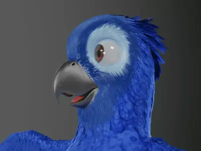 Parrot Ajwa Cartoon bird in Blender low-poly 3d model Low-poly 3D model