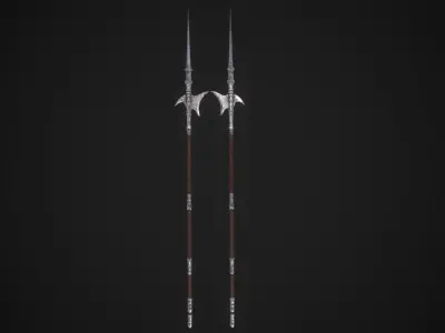Medieval Halberd Melee Weapon Low-poly 3D model