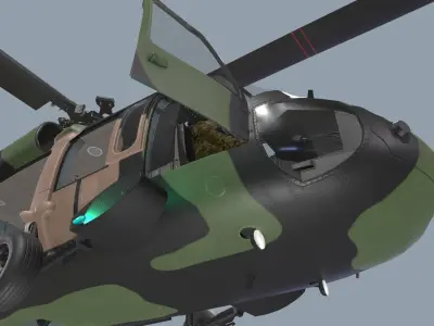 UH-60 Black Hawk Australian Army Complex Animation Low-poly 3D model