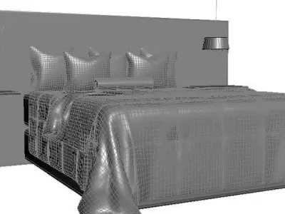 Bed with bedclothes Free 3D model