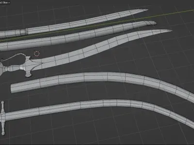 3 low poly swords from eastern culture Low-poly 3D model